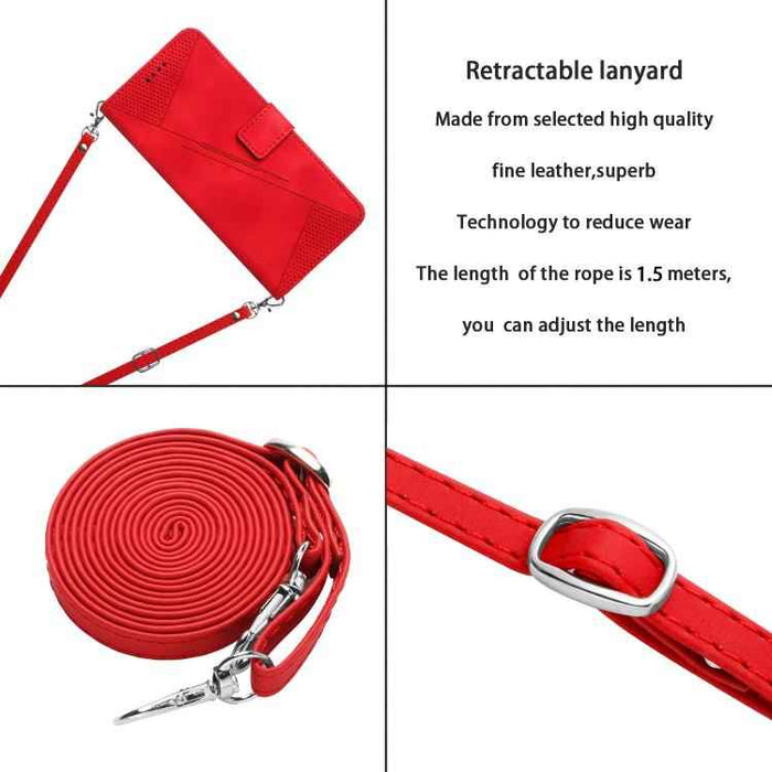 For iPhone 17 Dream Triangle Leather Phone Case with Lanyard(Red)