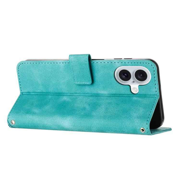 For iPhone 17 Dream Triangle Leather Phone Case with Lanyard(Green)