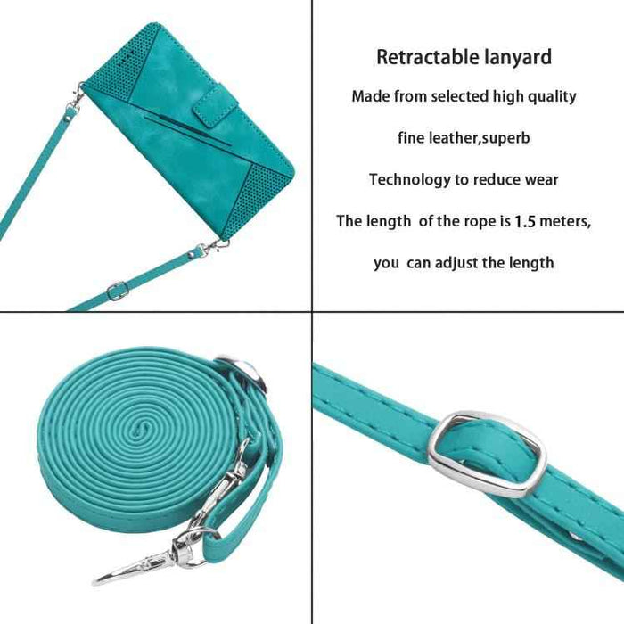 For iPhone 17 Dream Triangle Leather Phone Case with Lanyard(Green)