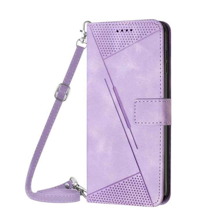 For iPhone 17 Dream Triangle Leather Phone Case with Lanyard(Purple)