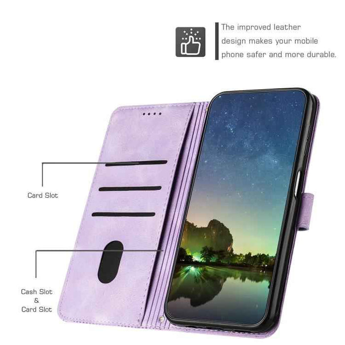 For iPhone 17 Dream Triangle Leather Phone Case with Lanyard(Purple)