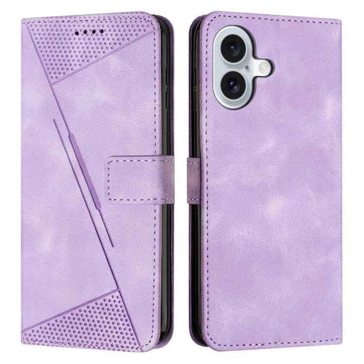 For iPhone 17 Dream Triangle Leather Phone Case with Lanyard(Purple)