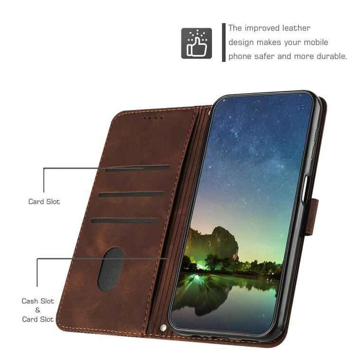 For iPhone 17 Dream Triangle Leather Phone Case with Lanyard(Brown)