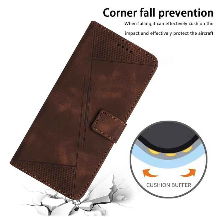 For iPhone 17 Dream Triangle Leather Phone Case with Lanyard(Brown)