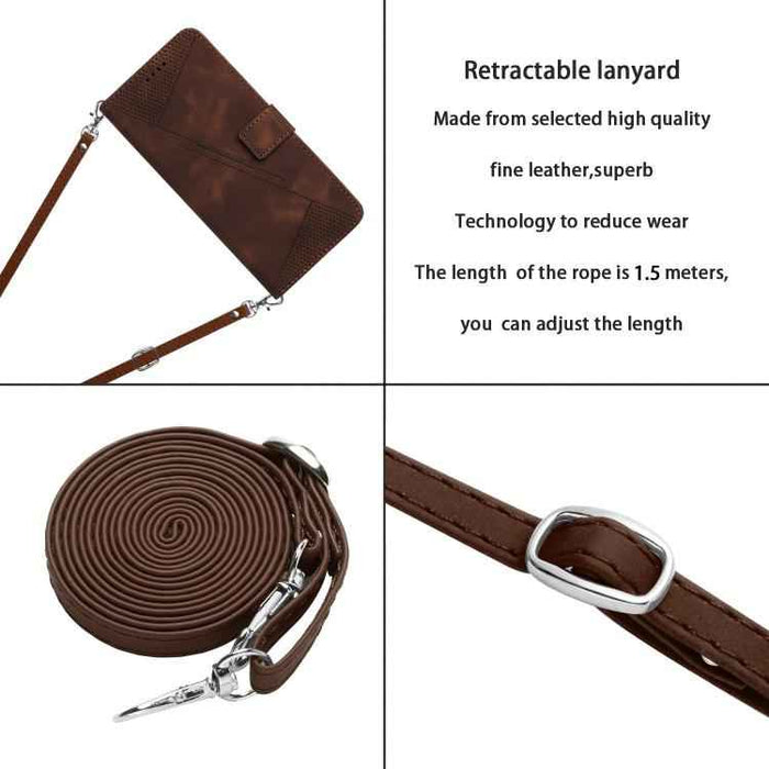 For iPhone 17 Dream Triangle Leather Phone Case with Lanyard(Brown)