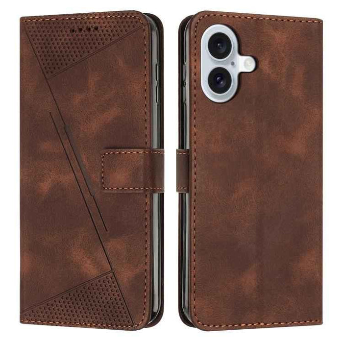For iPhone 17 Dream Triangle Leather Phone Case with Lanyard(Brown)