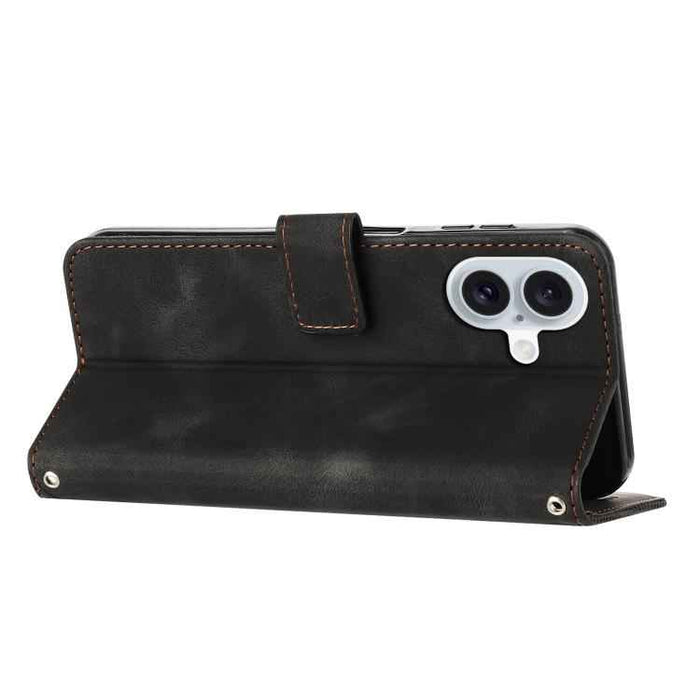 For iPhone 17 Dream Triangle Leather Phone Case with Lanyard(Black)
