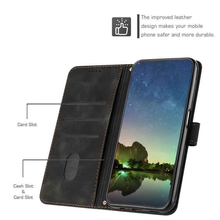 For iPhone 17 Dream Triangle Leather Phone Case with Lanyard(Black)
