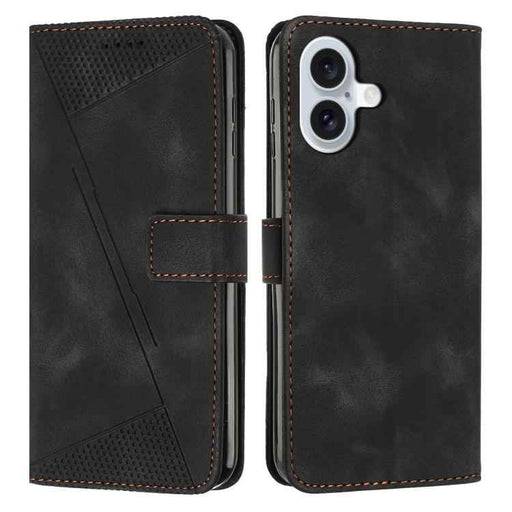 For iPhone 17 Dream Triangle Leather Phone Case with Lanyard(Black)