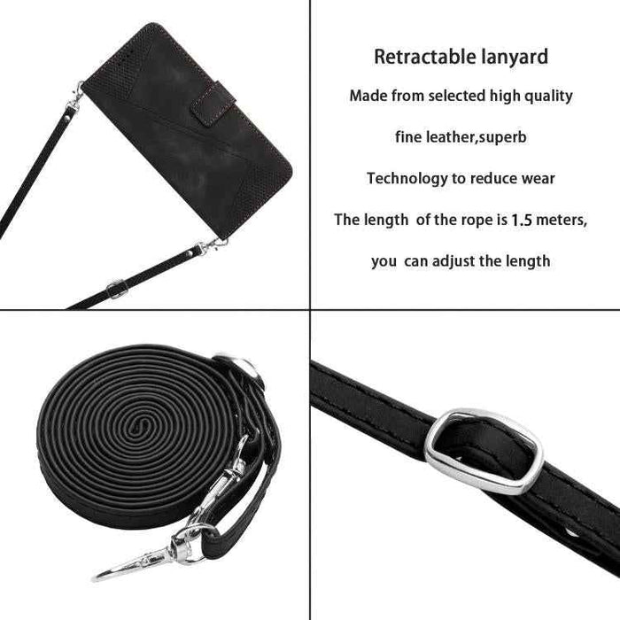 For iPhone 17 Dream Triangle Leather Phone Case with Lanyard(Black)