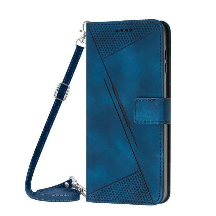 For iPhone 17 Air Dream Triangle Leather Phone Case with Lanyard(Blue)