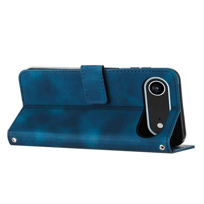 For iPhone 17 Air Dream Triangle Leather Phone Case with Lanyard(Blue)