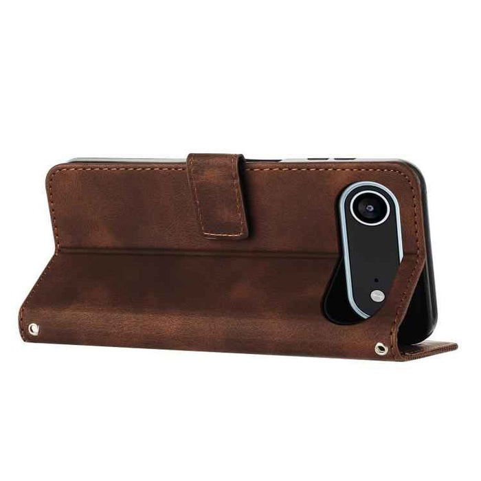 For iPhone 17 Air Dream Triangle Leather Phone Case with Lanyard(Brown)