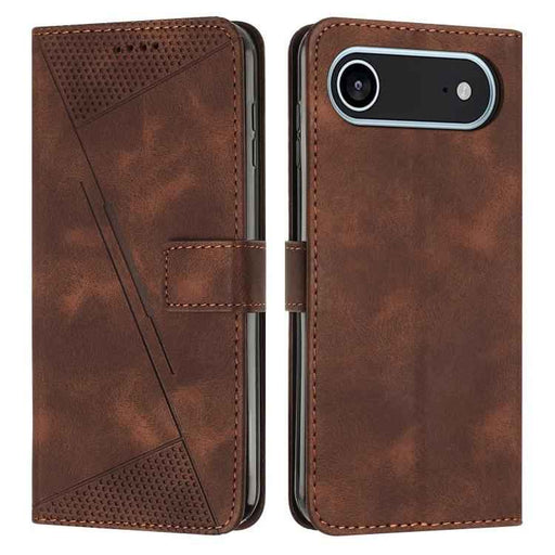 For iPhone 17 Air Dream Triangle Leather Phone Case with Lanyard(Brown)