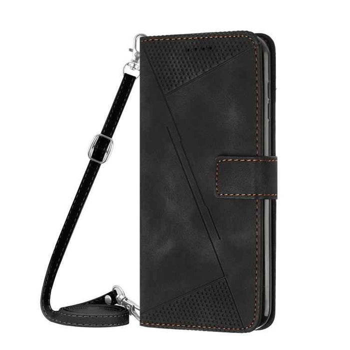 For iPhone 17 Air Dream Triangle Leather Phone Case with Lanyard(Black)