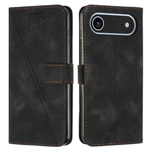 For iPhone 17 Air Dream Triangle Leather Phone Case with Lanyard(Black)