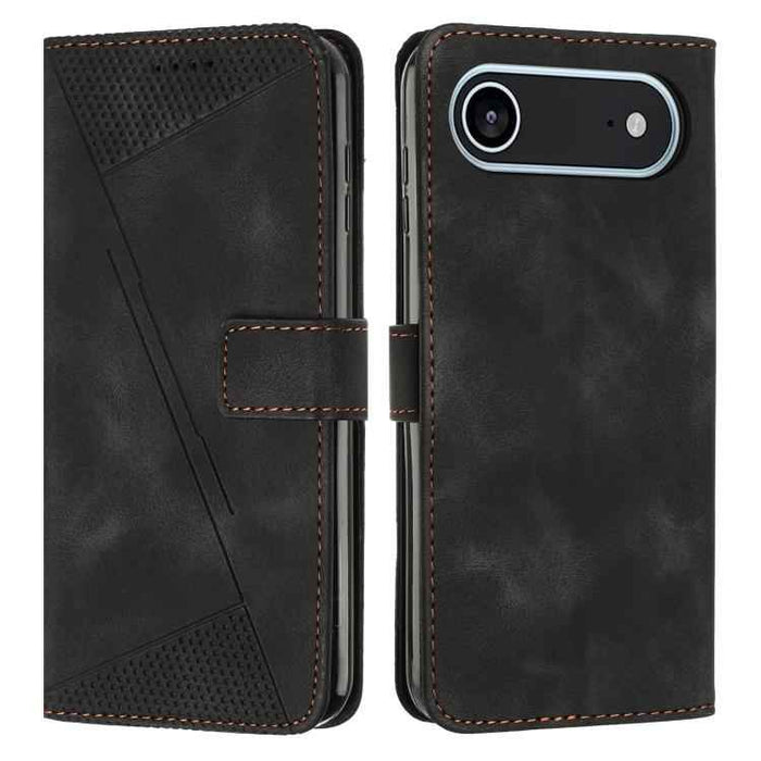 For iPhone 17 Air Dream Triangle Leather Phone Case with Lanyard(Black)