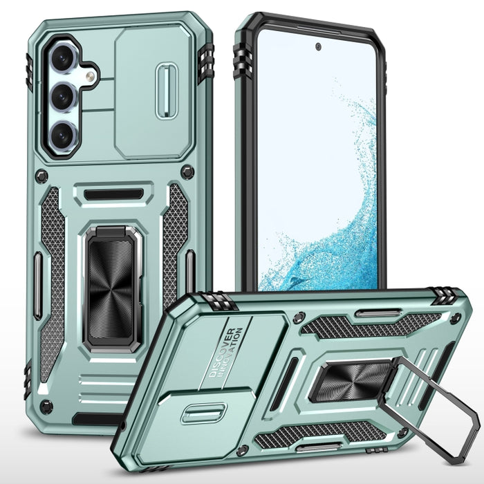 Armor PC + TPU Camera Shield Phone Case, For Samsung Galaxy S24 Ultra 5G, For Samsung Galaxy S23 FE 5G, For Samsung Galaxy S24+ 5G, For Samsung Galaxy A54, For Samsung Galaxy S24 5G, For Samsung Galaxy A15, For Samsung Galaxy A05s