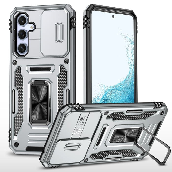 Armor PC + TPU Camera Shield Phone Case, For Samsung Galaxy S24 Ultra 5G, For Samsung Galaxy S23 FE 5G, For Samsung Galaxy S24+ 5G, For Samsung Galaxy A54, For Samsung Galaxy S24 5G, For Samsung Galaxy A15, For Samsung Galaxy A05s