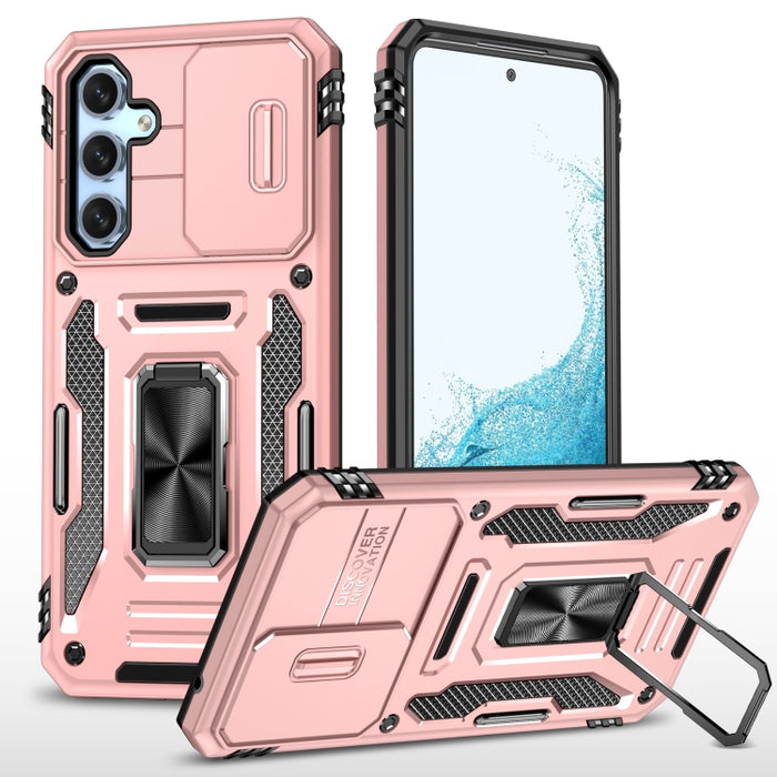 Armor PC + TPU Camera Shield Phone Case, For Samsung Galaxy S24 Ultra 5G, For Samsung Galaxy S23 FE 5G, For Samsung Galaxy S24+ 5G, For Samsung Galaxy A54, For Samsung Galaxy S24 5G, For Samsung Galaxy A15, For Samsung Galaxy A05s