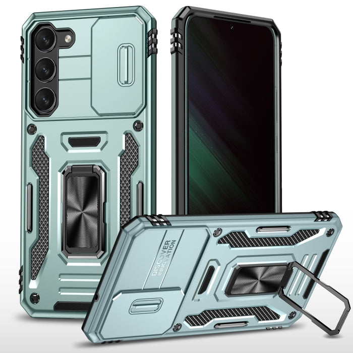 Armor PC + TPU Camera Shield Phone Case, For Samsung Galaxy S24 Ultra 5G, For Samsung Galaxy S23 FE 5G, For Samsung Galaxy S24+ 5G, For Samsung Galaxy A54, For Samsung Galaxy S24 5G, For Samsung Galaxy A15, For Samsung Galaxy A05s