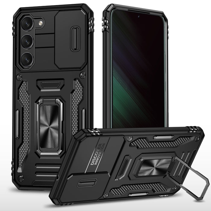 Armor PC + TPU Camera Shield Phone Case, For Samsung Galaxy S24 Ultra 5G, For Samsung Galaxy S23 FE 5G, For Samsung Galaxy S24+ 5G, For Samsung Galaxy A54, For Samsung Galaxy S24 5G, For Samsung Galaxy A15, For Samsung Galaxy A05s