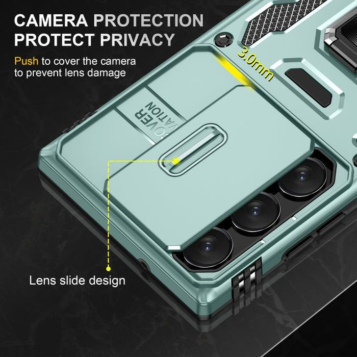 Armor PC + TPU Camera Shield Phone Case, For Samsung Galaxy S23 Ultra 5G, For Samsung Galaxy S23 5G