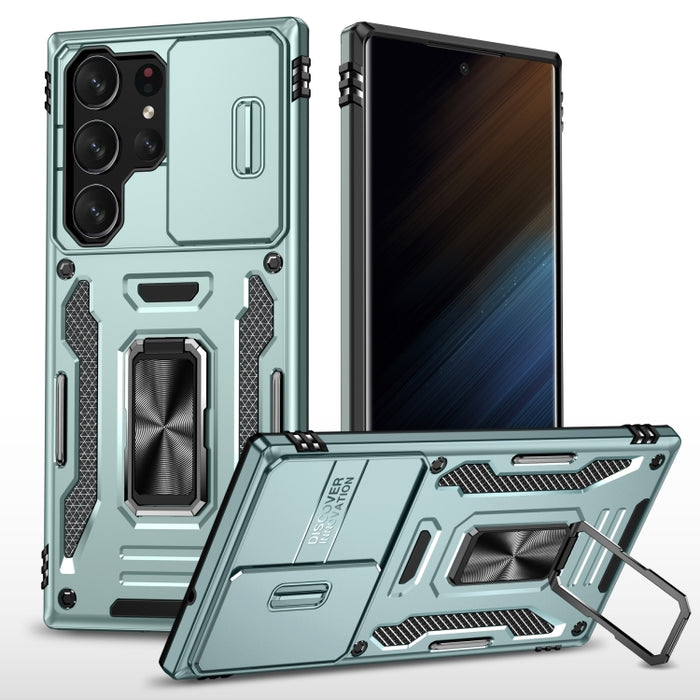 Armor PC + TPU Camera Shield Phone Case, For Samsung Galaxy S24 Ultra 5G, For Samsung Galaxy S23 FE 5G, For Samsung Galaxy S24+ 5G, For Samsung Galaxy A54, For Samsung Galaxy S24 5G, For Samsung Galaxy A15, For Samsung Galaxy A05s