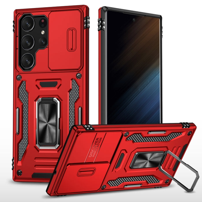 Armor PC + TPU Camera Shield Phone Case, For Samsung Galaxy S24 Ultra 5G, For Samsung Galaxy S23 FE 5G, For Samsung Galaxy S24+ 5G, For Samsung Galaxy A54, For Samsung Galaxy S24 5G, For Samsung Galaxy A15, For Samsung Galaxy A05s