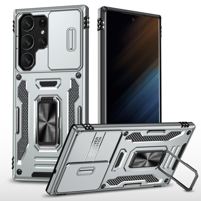 Armor PC + TPU Camera Shield Phone Case, For Samsung Galaxy S24 Ultra 5G, For Samsung Galaxy S23 FE 5G, For Samsung Galaxy S24+ 5G, For Samsung Galaxy A54, For Samsung Galaxy S24 5G, For Samsung Galaxy A15, For Samsung Galaxy A05s