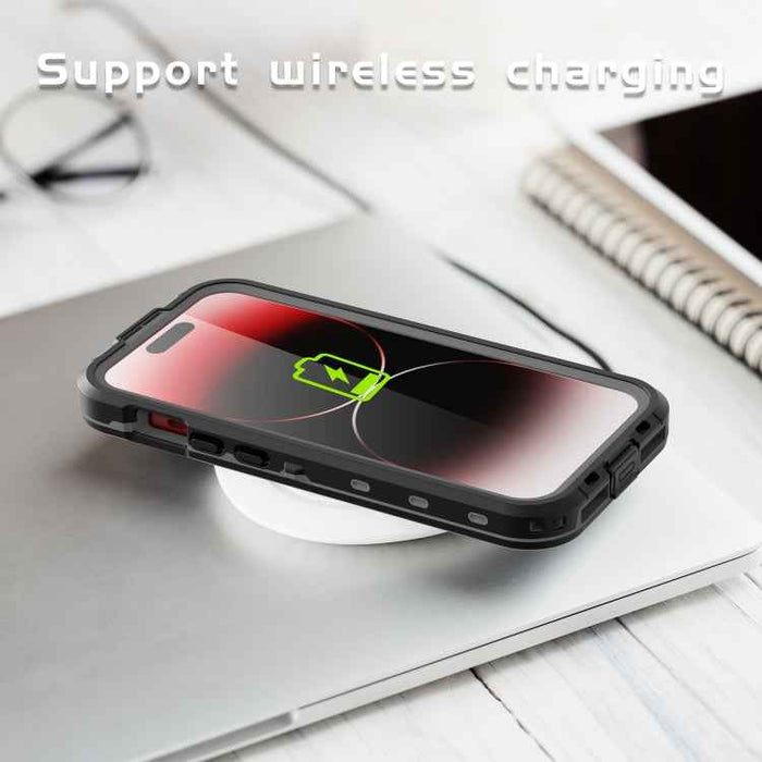 For iPhone 15 Pro Max RedPepper IP68 Waterproof MagSafe Phone Case(Black)