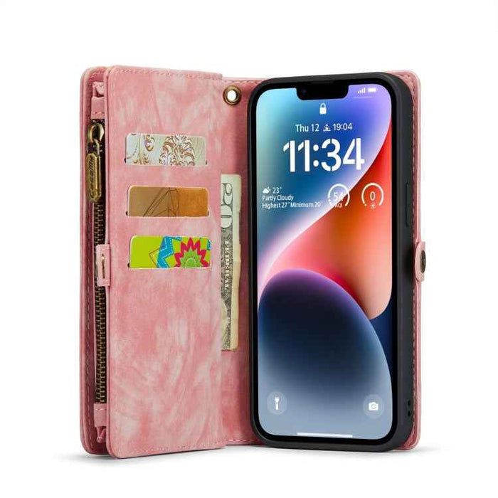 For iPhone 15 Plus CaseMe 008 Detachable Multifunctional Leather Phone Case(Pink)