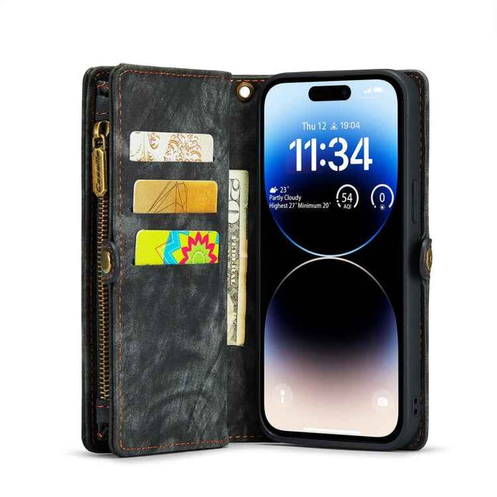 For iPhone 15 Pro CaseMe 008 Detachable Multifunctional Leather Phone Case(Black)