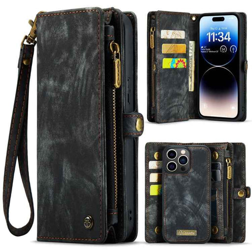 For iPhone 15 Pro CaseMe 008 Detachable Multifunctional Leather Phone Case(Black)