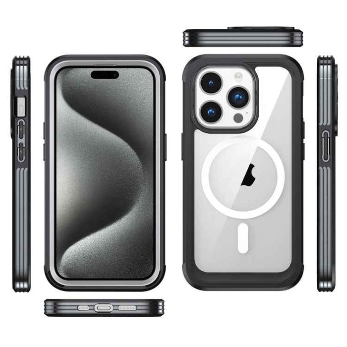 For iPhone 15 Life Waterproof MagSafe Magnetic Rugged Phone Case(Black)