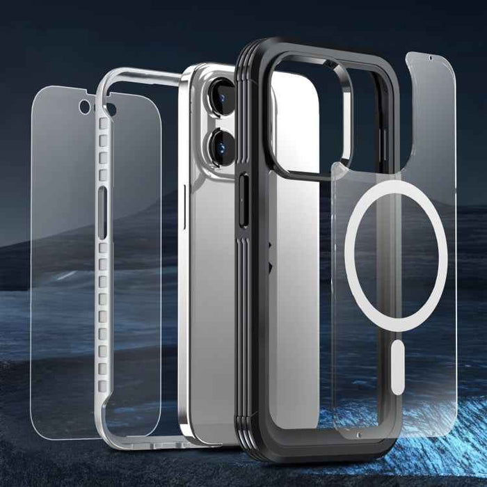 For iPhone 15 Life Waterproof MagSafe Magnetic Rugged Phone Case(Black)