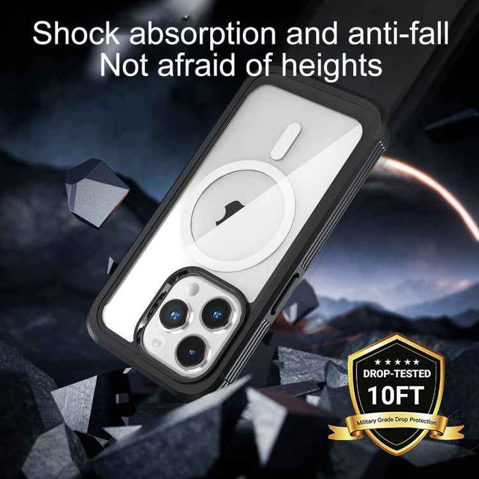 For iPhone 15 Life Waterproof MagSafe Magnetic Rugged Phone Case(Black)