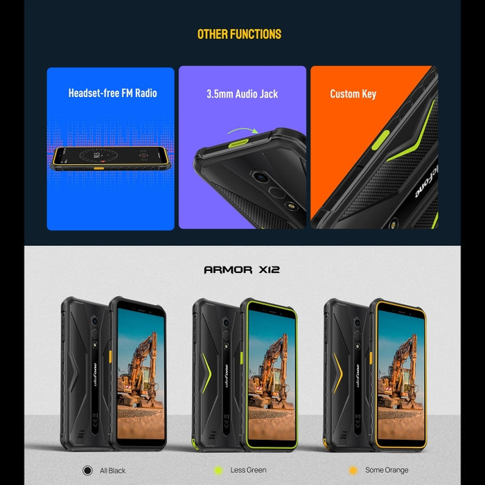 Ulefone Armor X12, Rugged Phone, Face Unlock, 5.45 inch Android 13 Go MediaTek Helio A22 Quad Core, Network: 4G, NFC