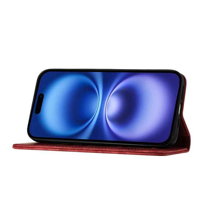 For iPhone 17 Pro Max Butterfly Cat Embossing Flip Leather Phone Case(Red)