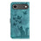 For iPhone 17 Air Butterfly Cat Embossing Flip Leather Phone Case(Wathet)