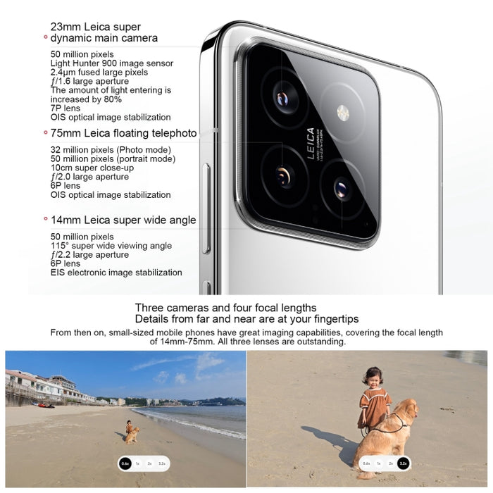 Xiaomi 14,  6.36 inch Xiaomi HyperOS Snapdragon 8 Gen 3 Octa Core 4nm up to 3.3GHz, NFC, Network: 5G