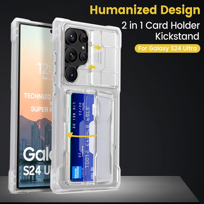 Full Coverage Phone Case with Holder / Card Slot, For Samsung Galaxy S24 Ultra 5G