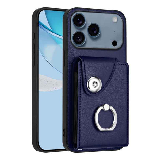 For iPhone 17 Pro Max Organ Card Bag Ring Holder Phone Case(Blue)
