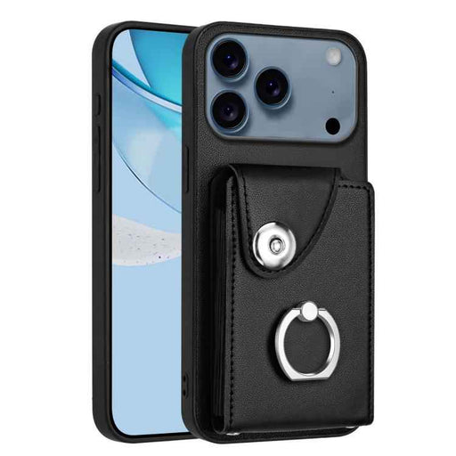 For iPhone 17 Pro Max Organ Card Bag Ring Holder Phone Case(Black)