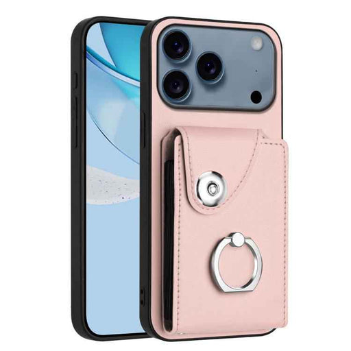 For iPhone 17 Pro Max Organ Card Bag Ring Holder Phone Case(Pink)