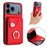 For iPhone 17 Pro Max Organ Card Bag Ring Holder Phone Case(Red)