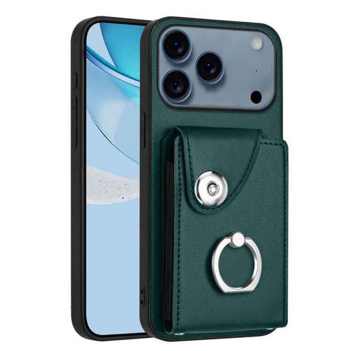 For iPhone 17 Pro Max Organ Card Bag Ring Holder Phone Case(Green)