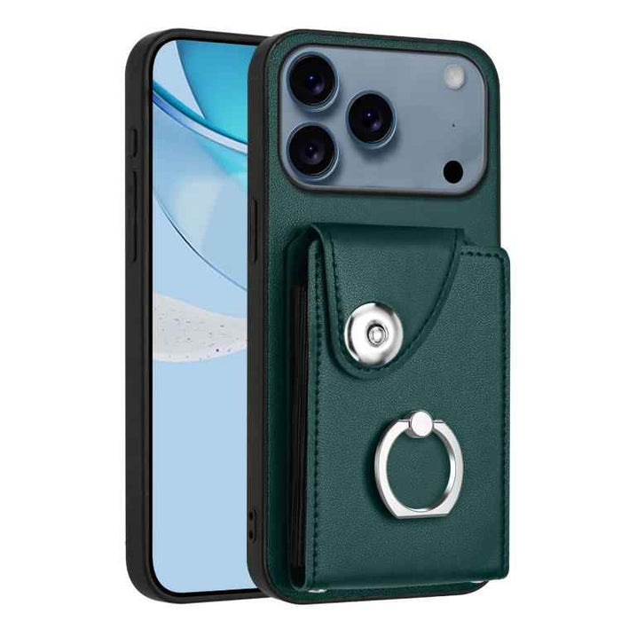 For iPhone 17 Pro Max Organ Card Bag Ring Holder Phone Case(Green)