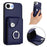 For iPhone 16e Organ Card Bag Ring Holder Phone Case(Blue)
