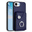 For iPhone 16e Organ Card Bag Ring Holder Phone Case(Blue)